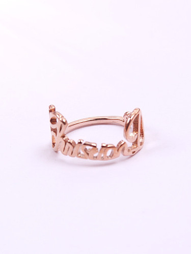 Alphabet Pattern Rose Gold Plated Ring