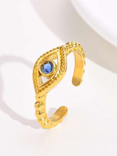 Stainless steel Cubic Zirconia Evil Eye Hip Hop Band Ring