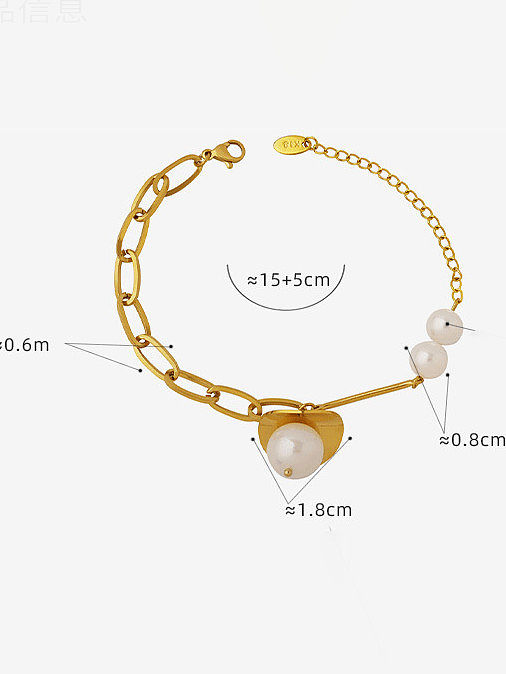 Titanium Steel Imitation Pearl Geometric Vintage Link Bracelet