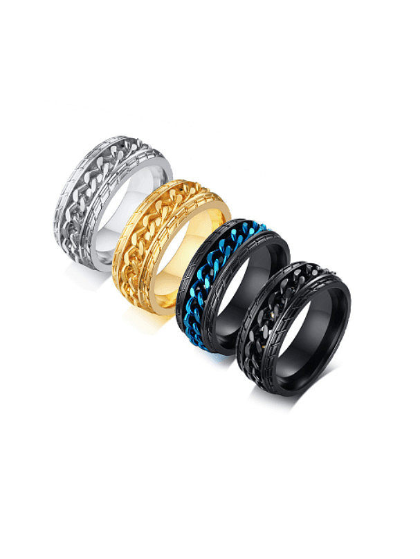 Stainless steel Geometric Chain Minimalist Band Ring