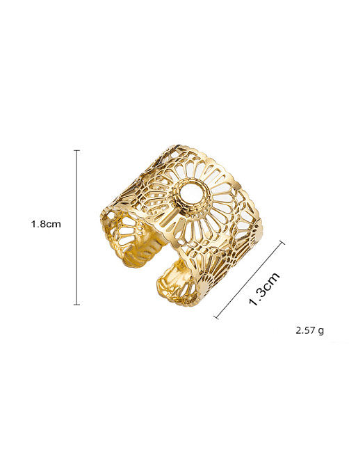 Stainless steel Shell Hollow Flower Vintage Band Ring