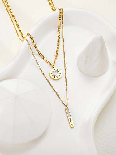 Collier multi-rangs minimaliste en forme de rectangle en acier au titane