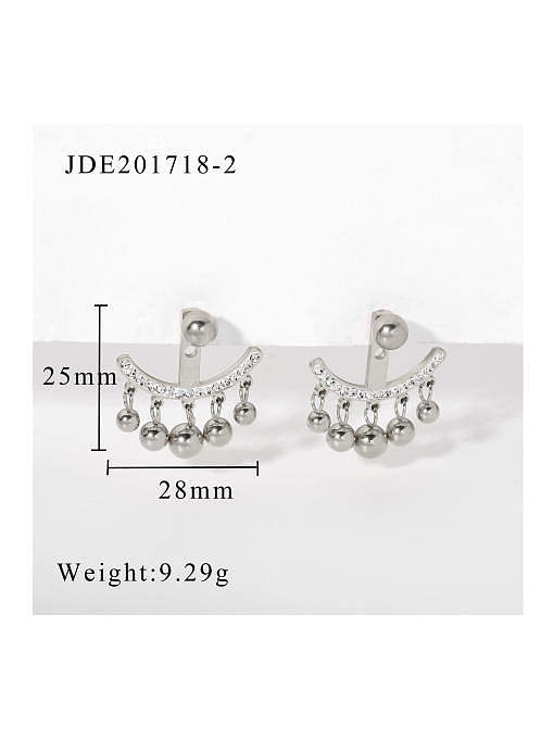 Stainless steel Cubic Zirconia Tassel Trend Stud Earring