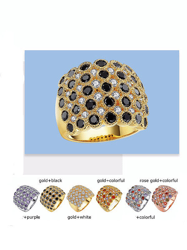 Anillo llamativo vintage geométrico con diamantes de imitación de latón
