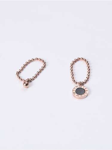 Titanium Enamel Bead Black Round Minimalist Midi Ring