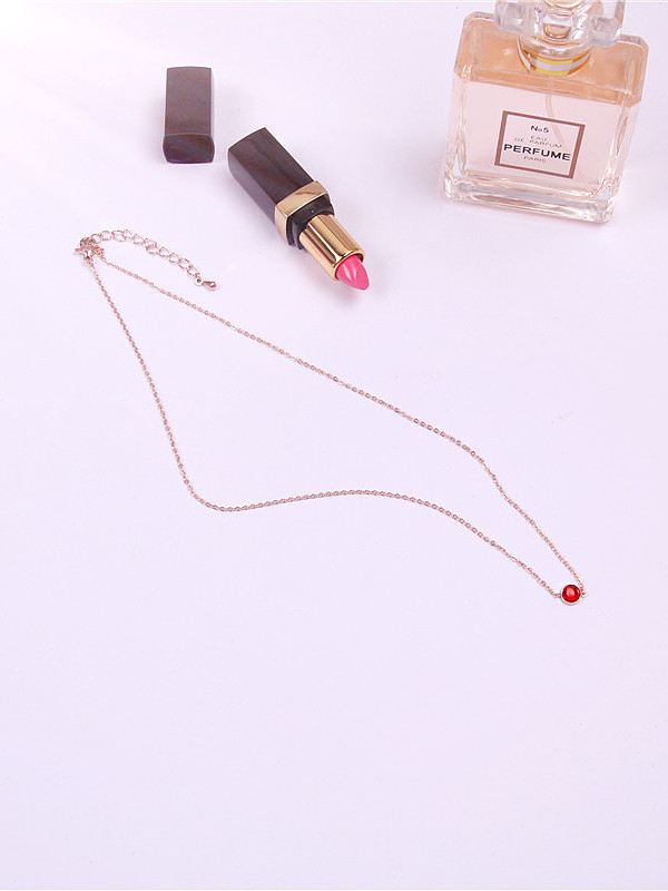 Small Ruby Pendant Clavicle Necklace