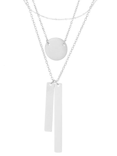 Collier multi-rangs minimaliste géométrique en acier inoxydable