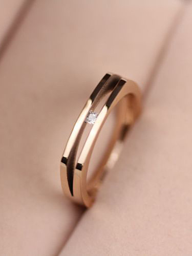 Double Lines Gold Rose Plated Ring