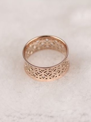 Hollow Rose Gold Plated Titanium Ring