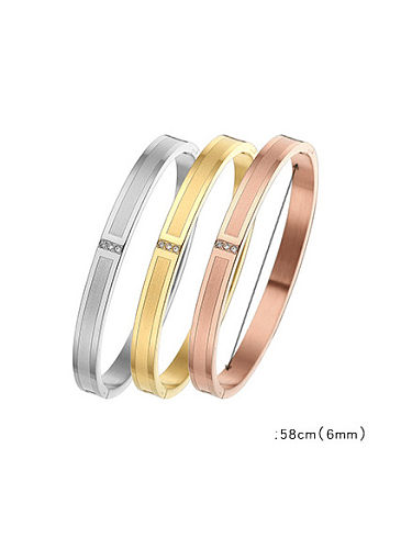 Titanium Steel Rhinestone Geometric Minimalist Band Bangle