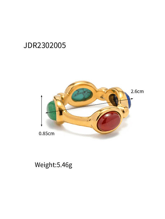 Stainless steel Natural Stone Geometric Vintage Rings