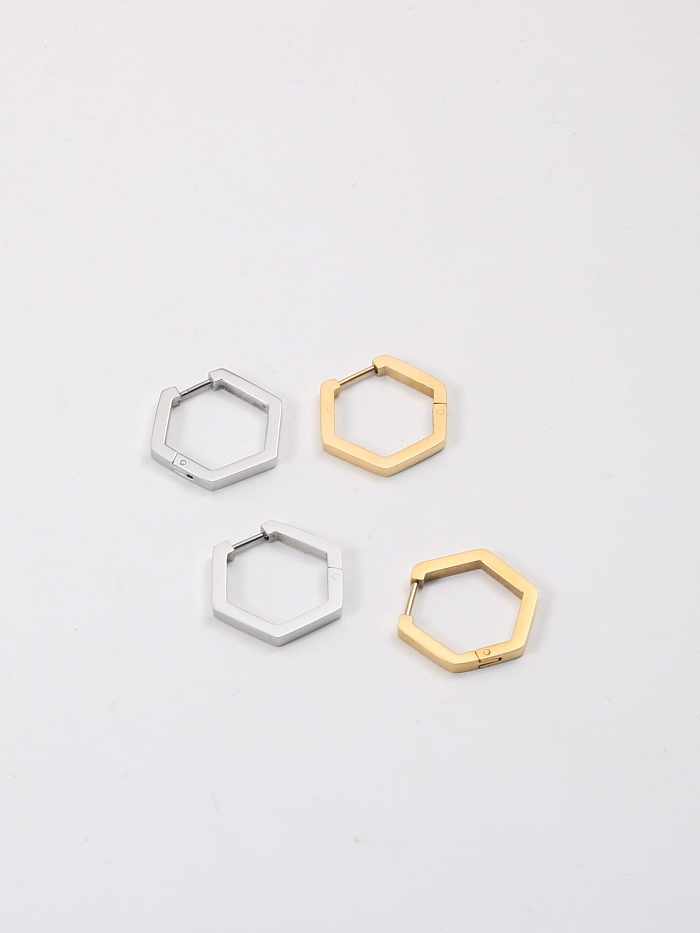 Titanium Steel Hexagon Minimalist Huggie Earring