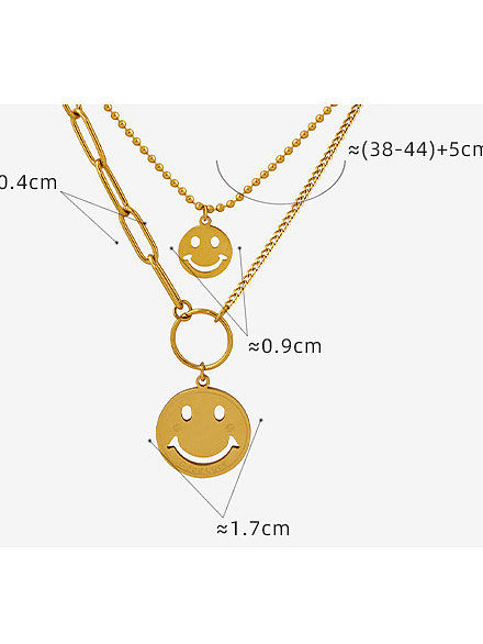 Titanium Steel Smiley Minimalist Multi Strand Necklace