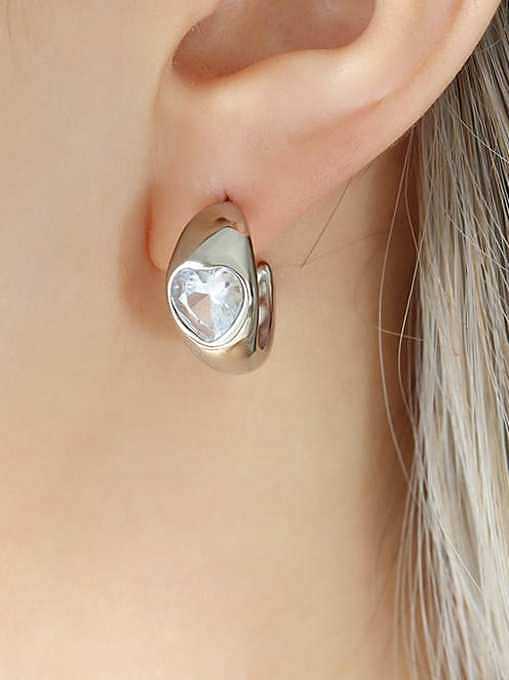 Titanium Steel Cubic Zirconia Heart Minimalist Stud Earring