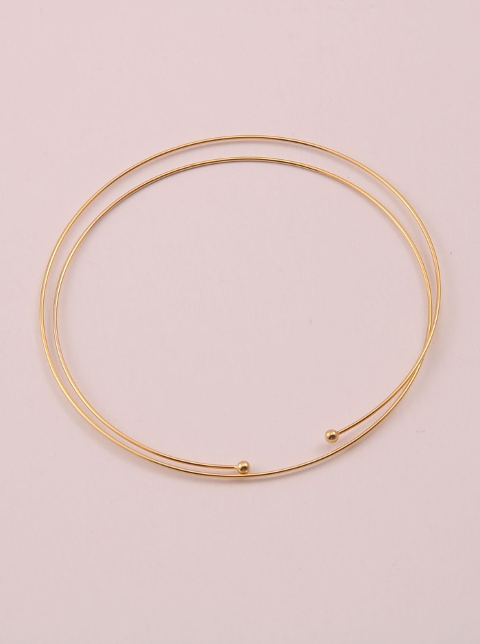 Titanium With Gold Plated Simplistic Multi-layer Round Bangles