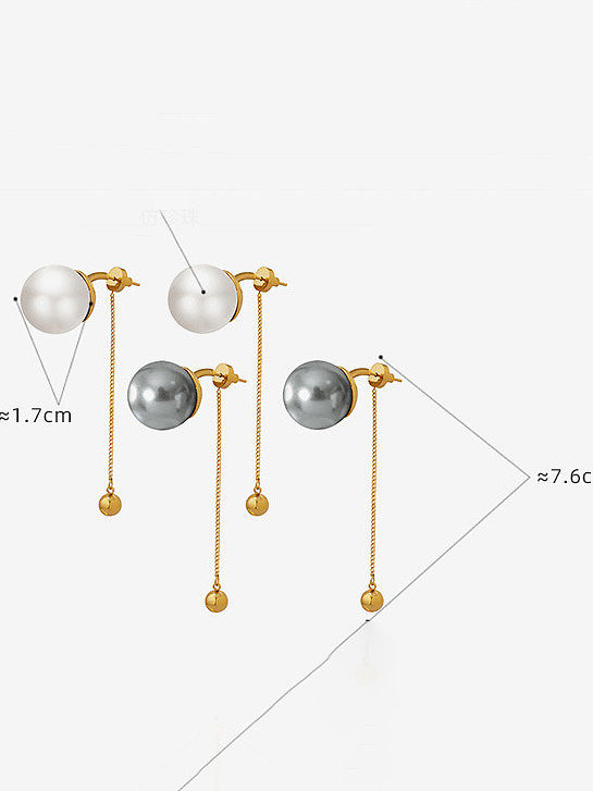 Titanium Steel Imitation Pearl Tassel Minimalist Drop Earring