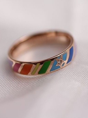 Colorful Enamel Women Titanium Ring
