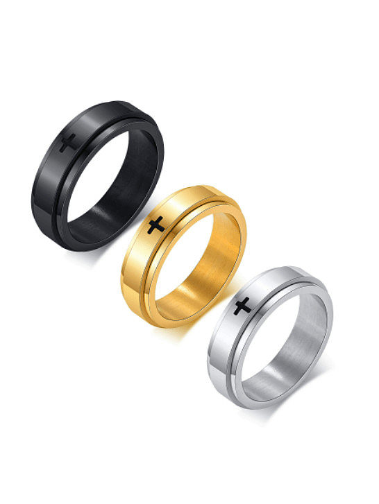 Stainless steel Geometric Cross Minimalist Band Ring