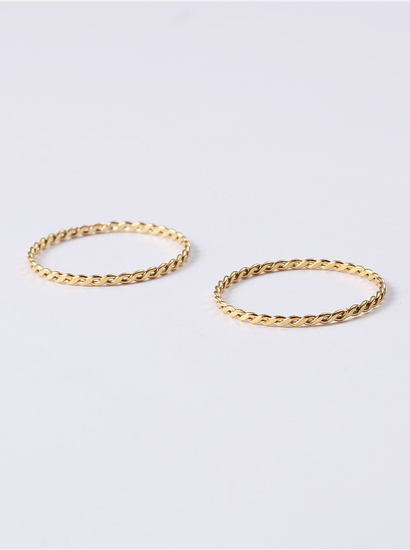 Titanium With Gold Plated Simplistic Twist Round Band Rings