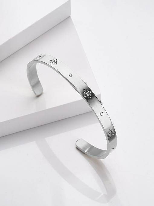 Bracelet manchette minimaliste étoile en strass en acier titane