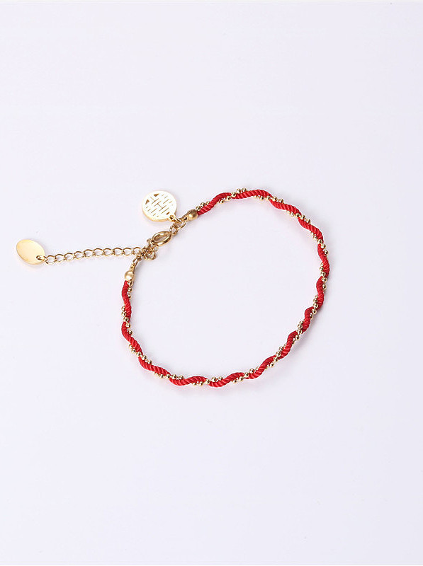 Titane avec bracelets tissés en corde rouge simpliste plaqué or