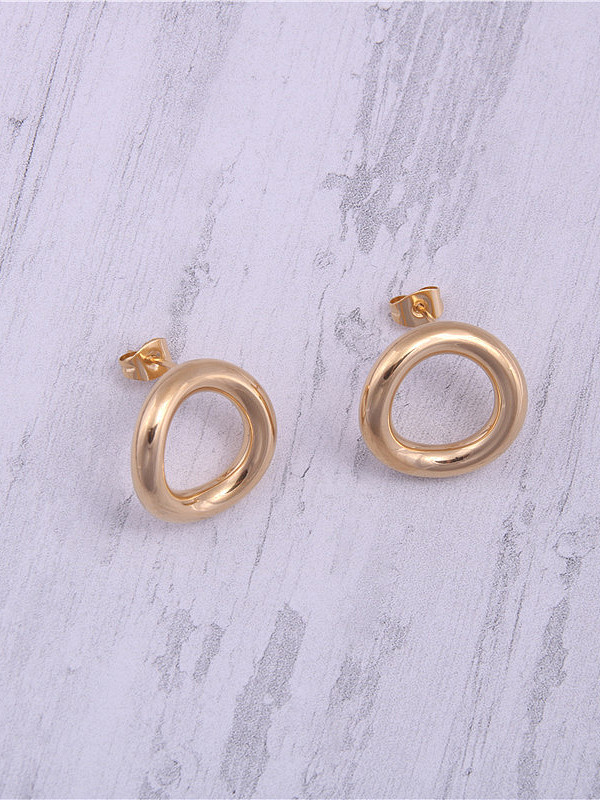 Titanium With Gold Plated Simplistic Round Drop Earrings