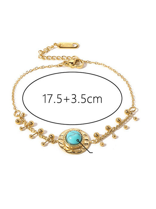 Bracelet à maillons géométriques vintage en titane et acier turquoise