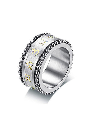 Men Personality Stainless Steel Scriptures Ring