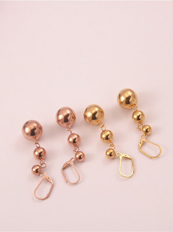 Titanium With Gold Plated Fashion Round Beads Drop Earrings