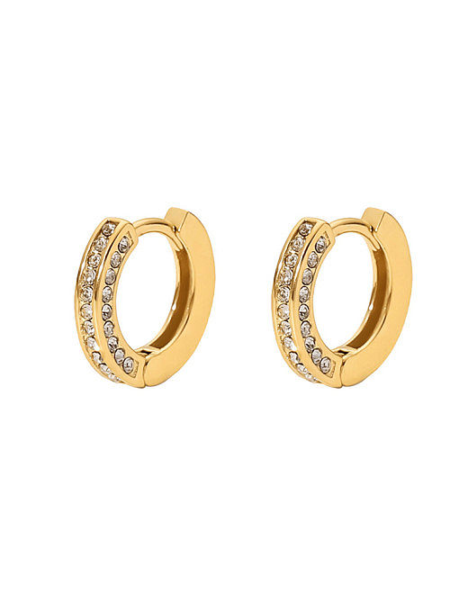 Stainless steel Geometric Hoop Earring WITH CZ stone