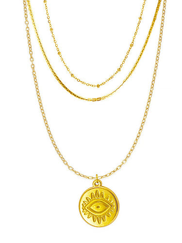 French Fine Eye Coin Pendant Multi-layered snake-shaped clavicle chain