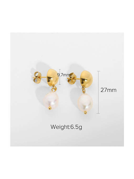 Stainless steel Freshwater Pearl Water Drop Trend Drop Earring