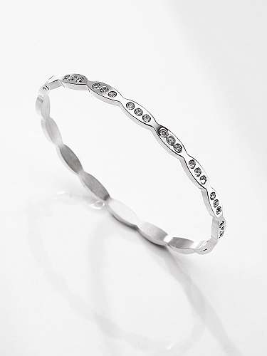 Stainless steel Rhinestone Geometric Minimalist Band Bangle