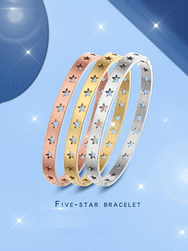 Titanium Steel Hollow Pentagram Minimalist Band Bangle