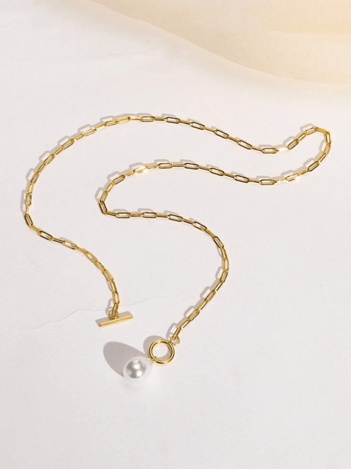 Edelstahl Nachahmung Perle Wassertropfen minimalistische Halskette