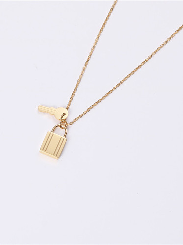 Titanium With Gold Plated Simplistic Locket Necklaces