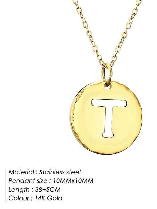 Titanium Steel Letter Minimalist Round Pendant Necklace
