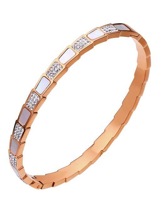 Bracelet jonc minimaliste en acier inoxydable avec serpent coquillage