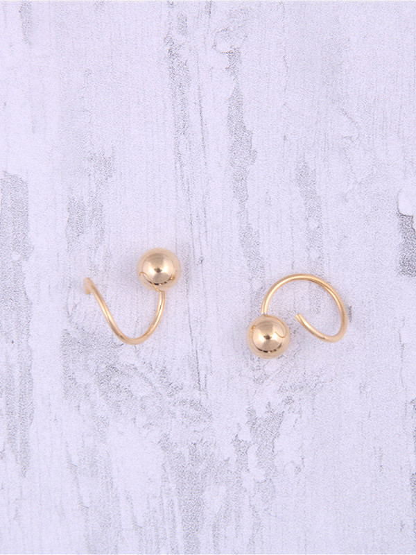 Titanium With Gold Plated Personality Round Clip On Earrings