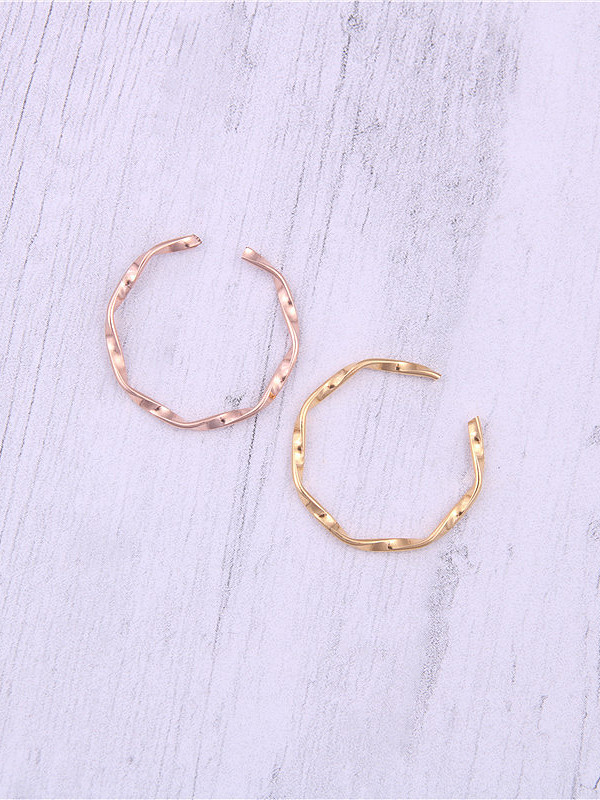 Titanium With Gold Plated Simplistic Twist Free Size Rings