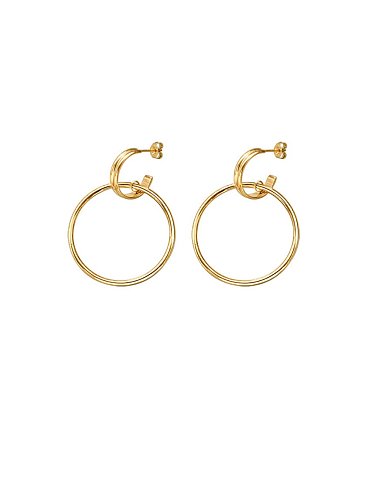 Titanium 316L Stainless Steel Hollow Geometric Minimalist Hoop Earring with e-coated waterproof