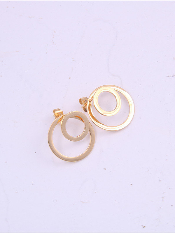 Titanium With Gold Plated Simplistic Smooth Round Drop Earrings