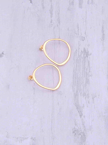 Titanium With Gold Plated Simplistic Hollow Geometric Hoop Earrings