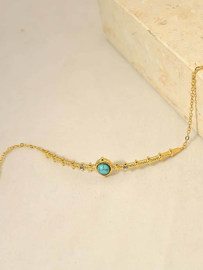Titanium Steel Turquoise Irregular Vintage Link Bracelet