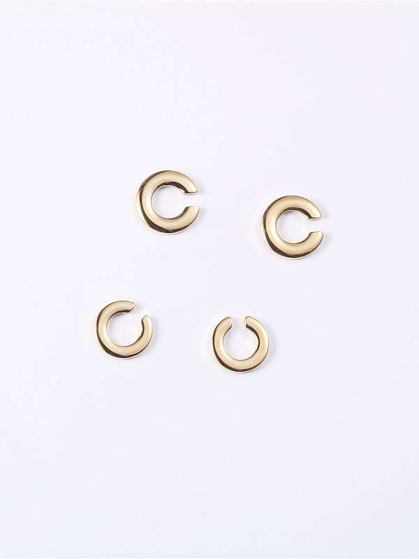 Titanium With Imitation Gold Plated Simplistic Irregular "C" Clip On Earrings
