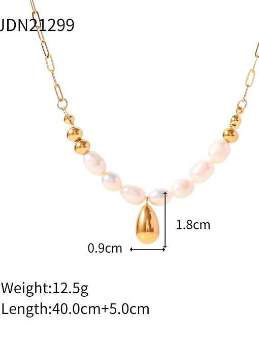 Stainless steel Freshwater Pearl Water Drop Minimalist Necklace