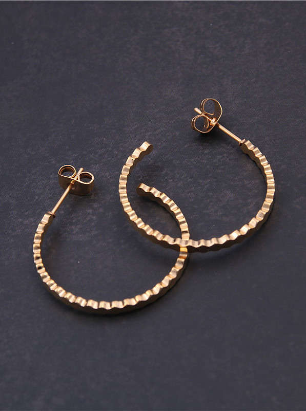 Titanium With Rose Gold Plated Simplistic Irregular Polygon Hoop Earrings