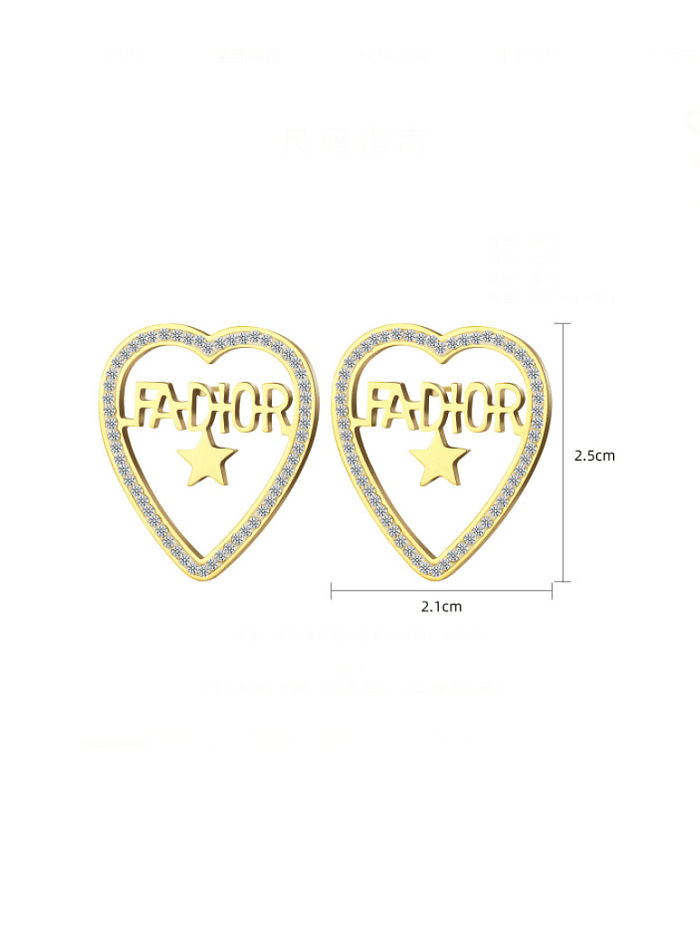 Titanium Steel Cubic Zirconia Heart Minimalist Stud Earring