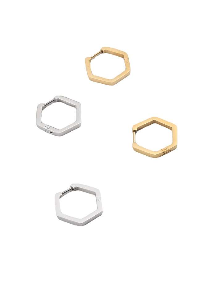 Boucle d'oreille Huggie minimaliste hexagonale en acier titane