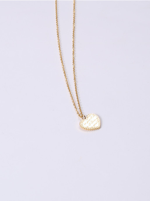 Collares de titanio con monograma de corazón simplista chapado en oro